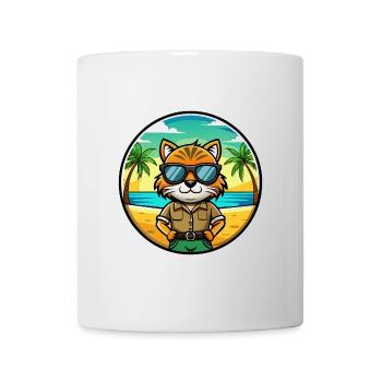 Highlander Cat Breed Cartoon Sunglasses Beach - Mug - white - Front