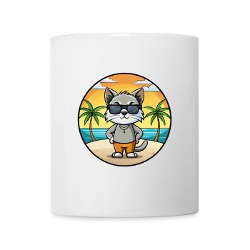 Javanische Katzenrasse Cartoon Sonnenbrille Strand - Tasse - Weiß - Vorne