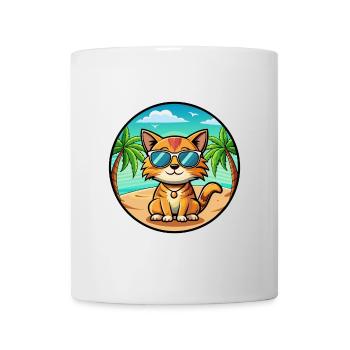 Munchkin Lunettes de soleil de dessin animé de race de chat plage - Mug blanc - blanc - Devant