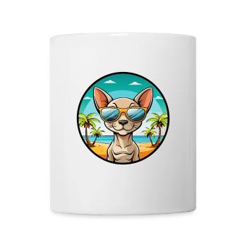 Peterbald Cat Breed Cartoon Lunettes de soleil Beach - Mug blanc - blanc - Devant
