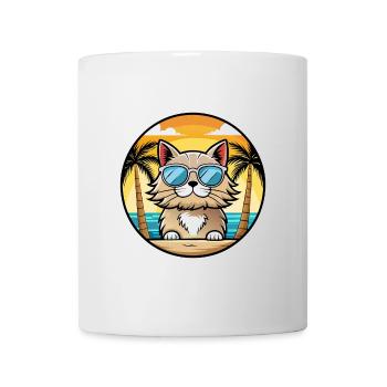 Selkirk Rex Katzenrasse Cartoon Sonnenbrille Strand - Tasse - Weiß - Vorne