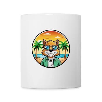 German Rex Cat Breed Cartoon Sunglasses Beach - Mug - white - Front
