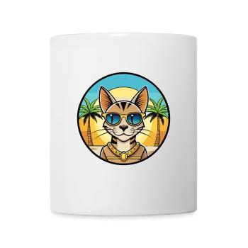 Arabian Egyptian Mau Cat Breed Cartoon Sunglasses - Mug - white - Front