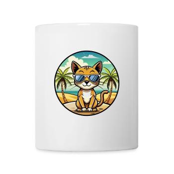 Chausie Katzenrasse Cartoon Sonnenbrille Strand - Tasse - Weiß - Vorne