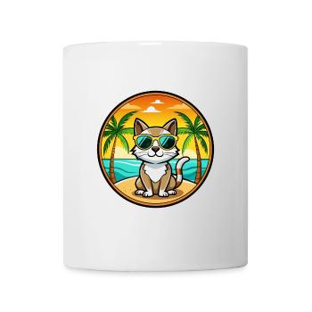 Siamese Cat Breed Cartoon Sunglasses Beach - Mug - white - Front