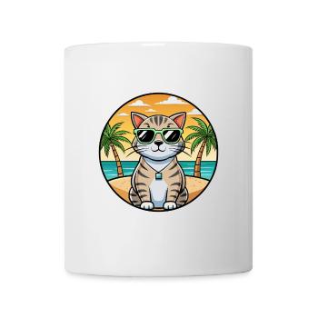 Scottish Fold Shorthair Cat Breed Cartoon Beach - Mug blanc - blanc - Devant