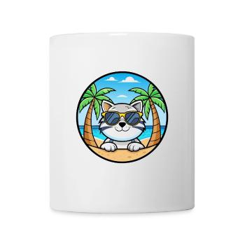 Schneeschuh Katze Rasse Cartoon Sonnenbrille Strand - Tasse - Weiß - Vorne