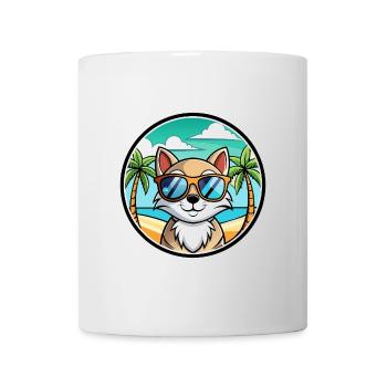 Schneeschuh Katze Rasse Cartoon Sonnenbrille Strand - Tasse - Weiß - Vorne