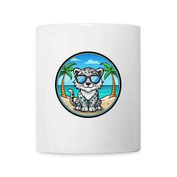 Léopard des neiges bébé chat race dessin animé lunettes de soleil plage - Mug blanc - blanc - Devant
