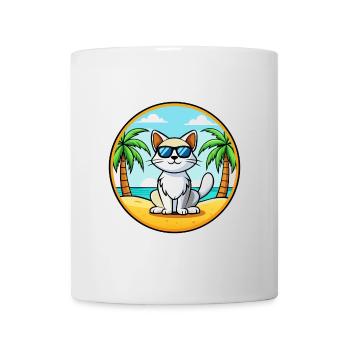 Turc Van Chat Race Dessin Animé Lunettes de Soleil Plage - Mug blanc - blanc - Devant
