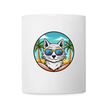 Turkish Angora Cat Breed Cartoon Sunglasses Beach - Mug - white - Front