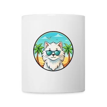 Weiße Langhaarkatze Persische Katze Rasse Cartoon Strand - Tasse - Weiß - Vorne