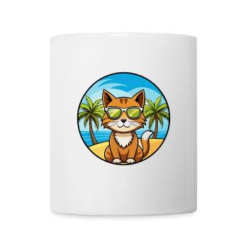 Havanna Braun Katze Rasse Cartoon Sonnenbrille Strand - Tasse - Weiß - Vorne