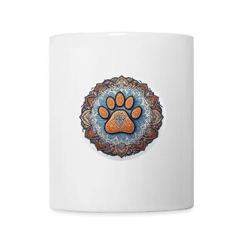 Hunde-Fußabdruck-Mandala - Tasse - Weiß - Vorne