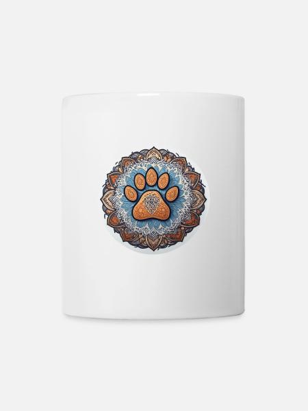 Hunde-Fußabdruck-Mandala - Tasse - Weiß