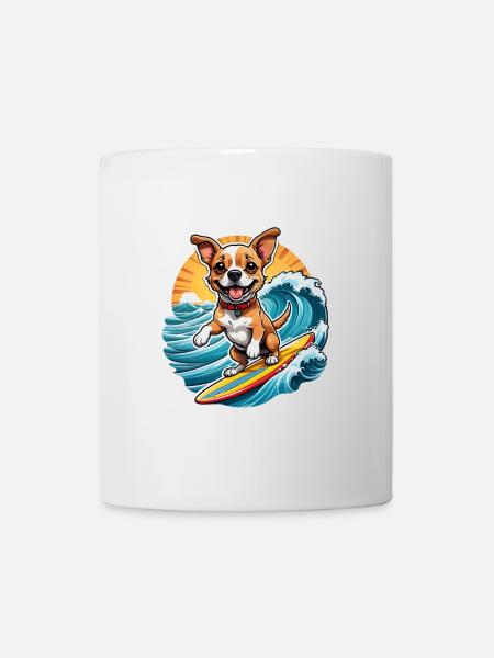Happy Surfing Dog - Mug - white