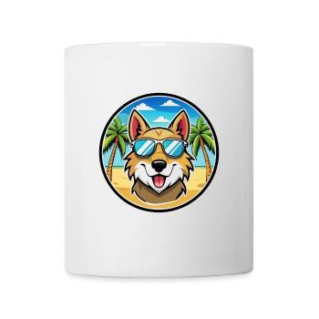 Aidi Chien Race Dessin Animé Lunettes De Soleil Plage - Mug blanc - blanc - Devant