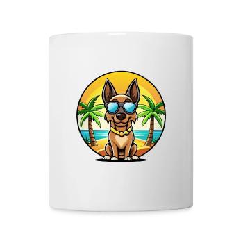 Belge Malinois Chien Race Dessin Animé Lunettes De Soleil Plage - Mug blanc - blanc - Devant