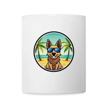 Australian Cattle Dog Breed Cartoon Sunglass Beach - Mug - white - Front