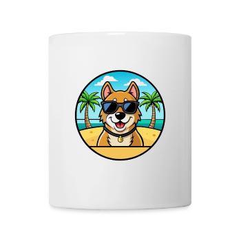 Alano Español Hunderasse Cartoon Sonnenbrille Strand - Tasse - Weiß - Vorne