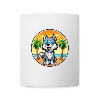 Alaskan Husky Dog Breed Cartoon Sunglasses Beach - Mug - white - Front
