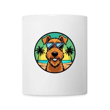 Airedale Terrier Chien Race Dessin Animé Lunettes De Soleil Plage - Mug blanc - blanc - Devant