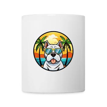 Lunettes de soleil de bande dessinée de race bouledogue américain plage - Mug blanc - blanc - Devant