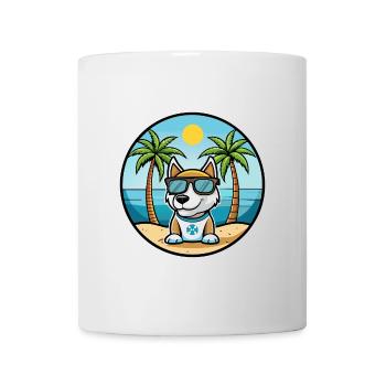 Argentino Chien Race Dessin Animé Lunettes De Soleil Plage - Mug blanc - blanc - Devant