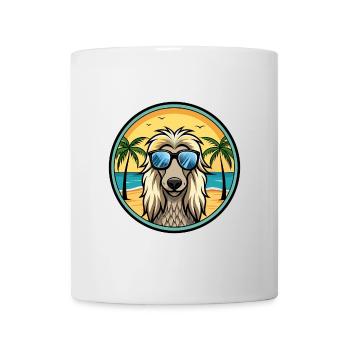 Afghanischer Windhund Hunderasse Cartoon Sonnenbrille Strand - Tasse - Weiß - Vorne