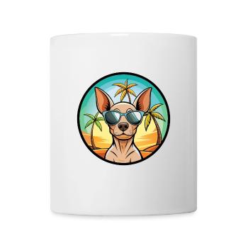 American Hairless Terrier Chien Race Dessin Animé Plage - Mug blanc - blanc - Devant