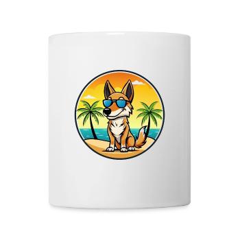 Australian Kelpie Dog Breed Cartoon Sunglass Beach - Mug - white - Front