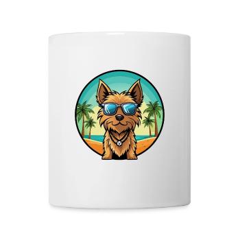 Australian Silky Terrier Dog Breed Cartoon Beach - Mug - white - Front