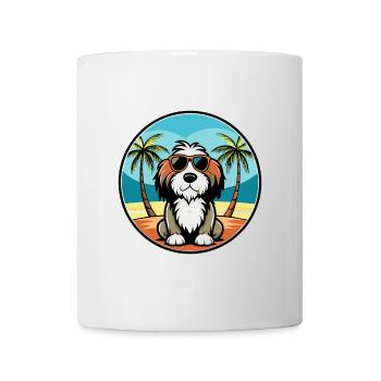 Basset Griffon Vendéen Race De Chien Dessin Animé Plage - Mug blanc - blanc - Devant