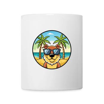 Berger De Beauce Dog Breed Cartoon Sunglass Beach - Mug - white - Front