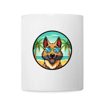 Belgian Sheepdog Breed Cartoon Sunglasses Beach - Mug - white - Front