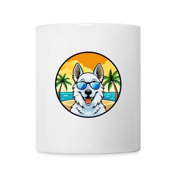Berger Blanc Suisse Dog Breed Cartoon Sunglasses - Mug - white - Front