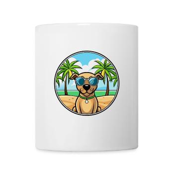 Black Mouth Cur Dog Breed Cartoon Sunglasses Beach - Mug - white - Front
