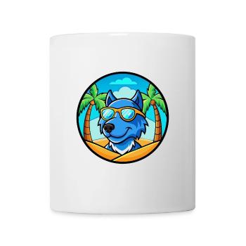 Lunettes de soleil de dessin animé de race de chien en dentelle bleue plage - Mug blanc - blanc - Devant