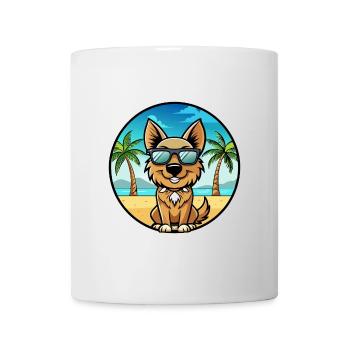 Bohemian Shepherd Dog Breed Cartoon Sunglass Beach - Mug - white - Front