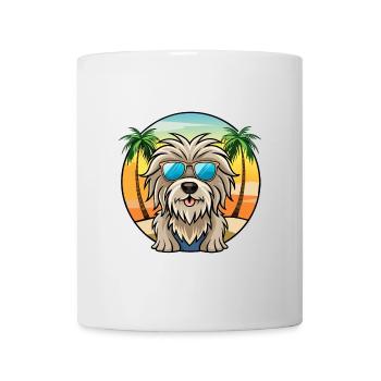 Bergamasco Schäferhund Rasse Cartoon Sonnenbrille Strand - Tasse - Weiß - Vorne