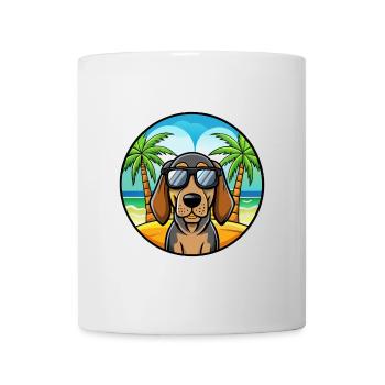 Black And Tan Coonhound Dog Breed Cartoon Beach - Mug - white - Front