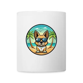 Braque Français Chien Race Dessin Animé Lunettes de Soleil Plage - Mug blanc - blanc - Devant