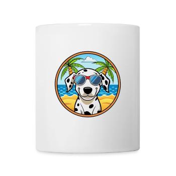 Chien Dalmatien Race Dessin Animé Lunettes De Soleil Plage - Mug blanc - blanc - Devant