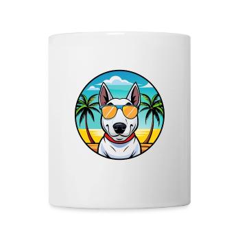 Bull Terrier Dog Breed Cartoon Sunglasses Beach - Mug - white - Front
