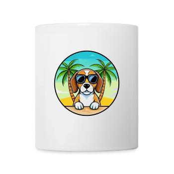 Beagle Chien Race Dessin Animé Lunettes De Soleil Plage - Mug blanc - blanc - Devant