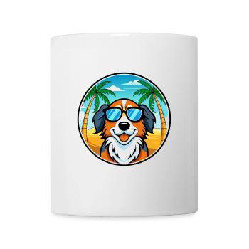 Bernese Mountain Dog Breed Cartoon Sunglass Beach - Mug - white - Front