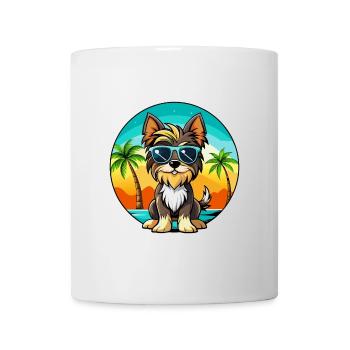 Biewer Terrier Dog Breed Cartoon Sunglasses Beach - Mug - white - Front