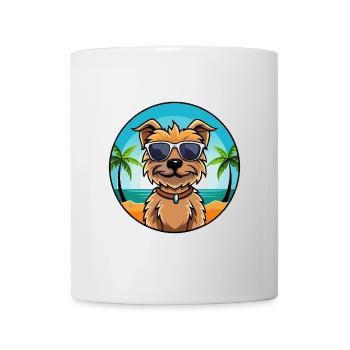 Border Terrier Dog Breed Cartoon Sunglasses Beach - Mug - white - Front