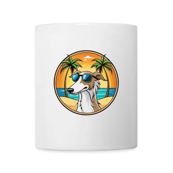 Borzoi Dog Breed Cartoon Sunglasses Beach - Mug - white - Front