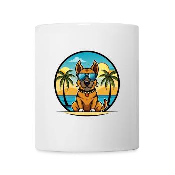 Broholmer Hunderasse Cartoon Sonnenbrille Strand - Tasse - Weiß - Vorne